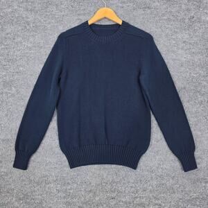 Anderson & Sheppard Sweater Men XS Navy Cotton Knit Crewneck Quiet Luxury Preppy